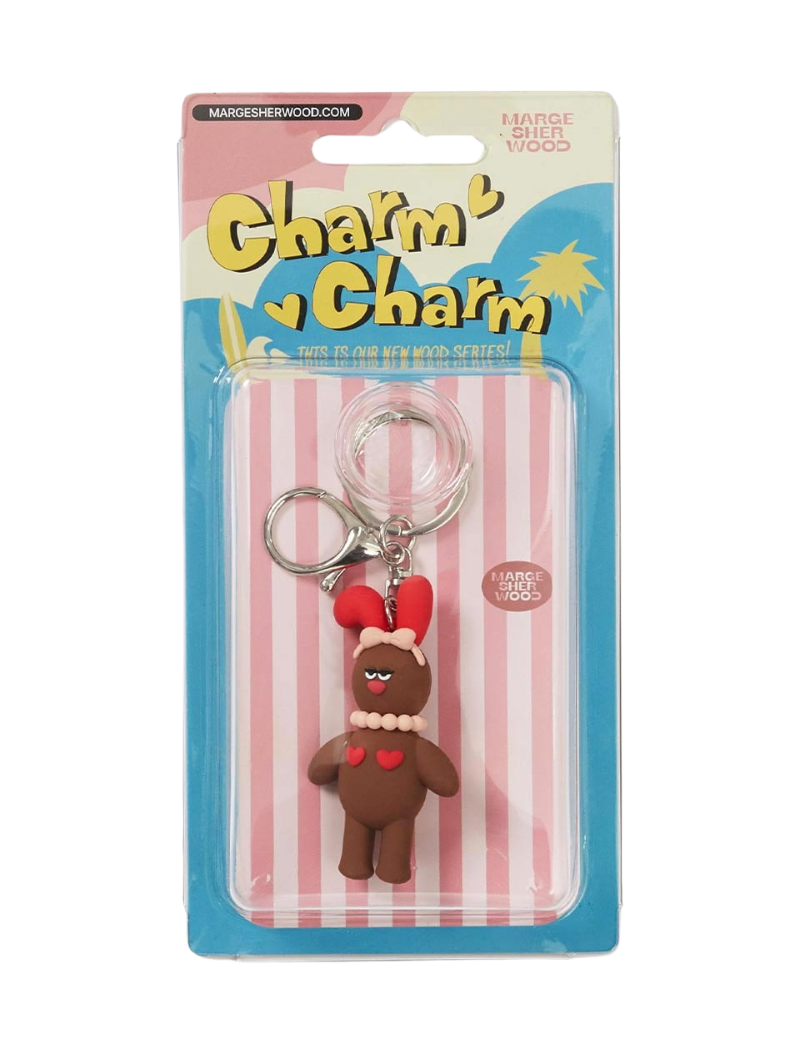 WOOD CHARM CHARM KEYRING