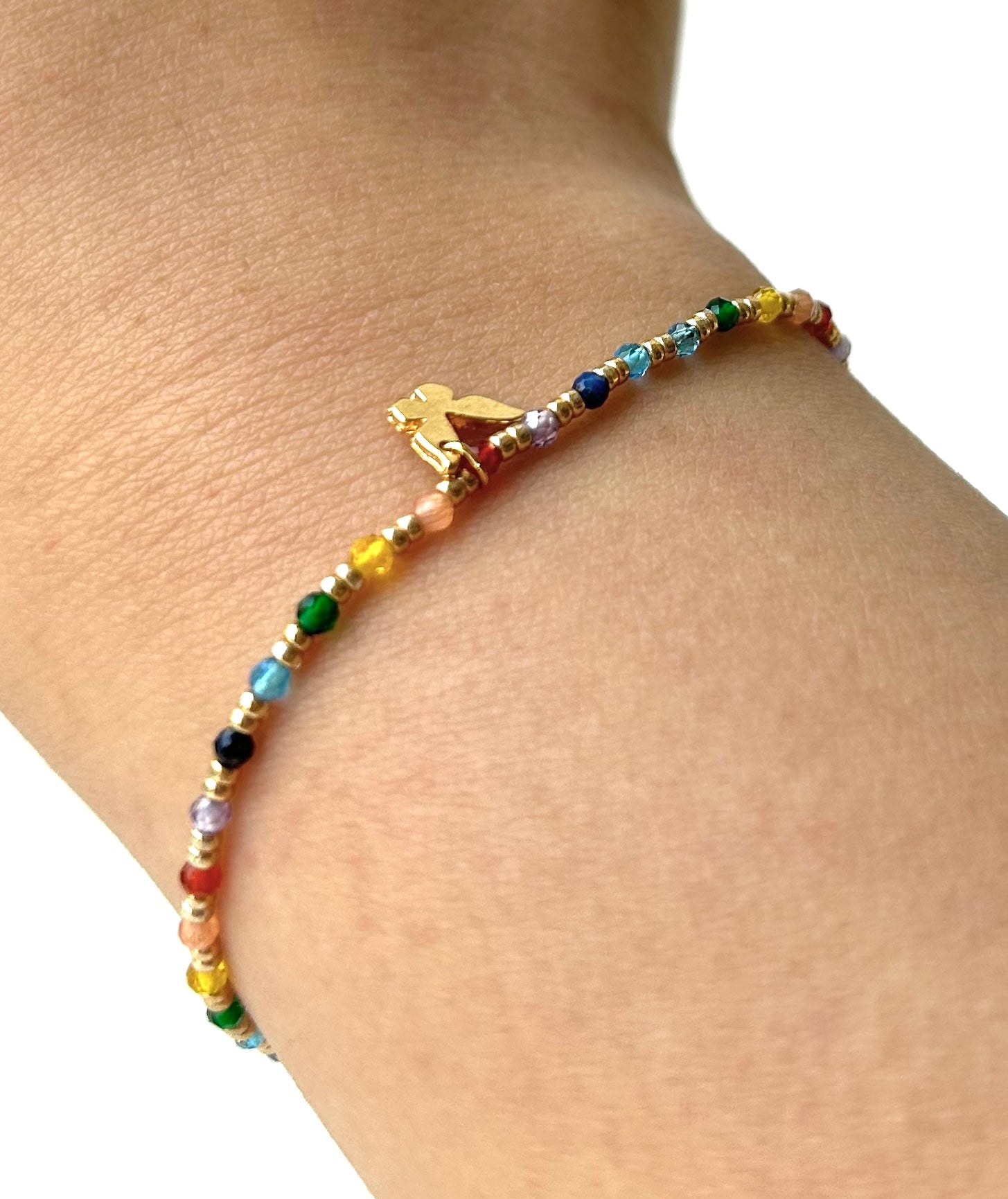 Gemstone butterfly charm bracelet