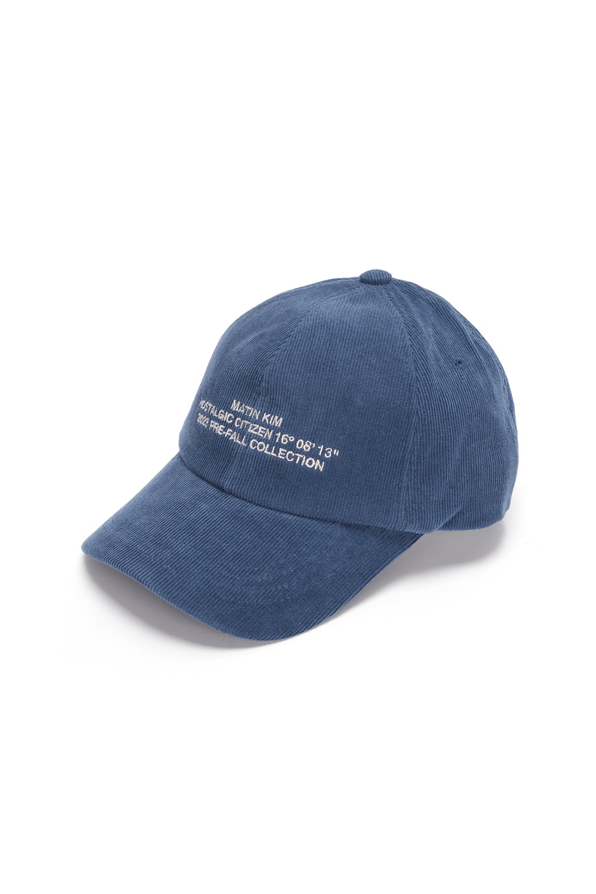 CORDUROY LETTERING BALL CAP IN BLUE