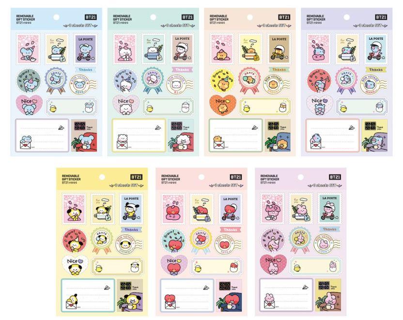 BT21 minini REMOVABLE GIFT STICKERS