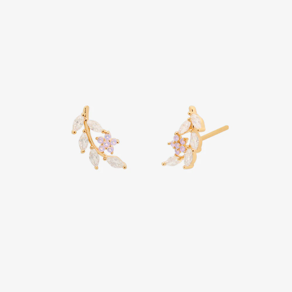 Moonstone flower branch earrings