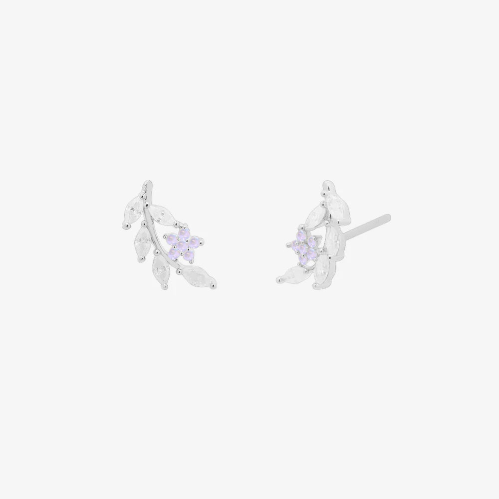 Moonstone flower branch earrings
